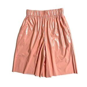 M Missoni Pink Faux Leather Vynil Cropped Wide Leg Shorts  40 IT / 4 US NWT
